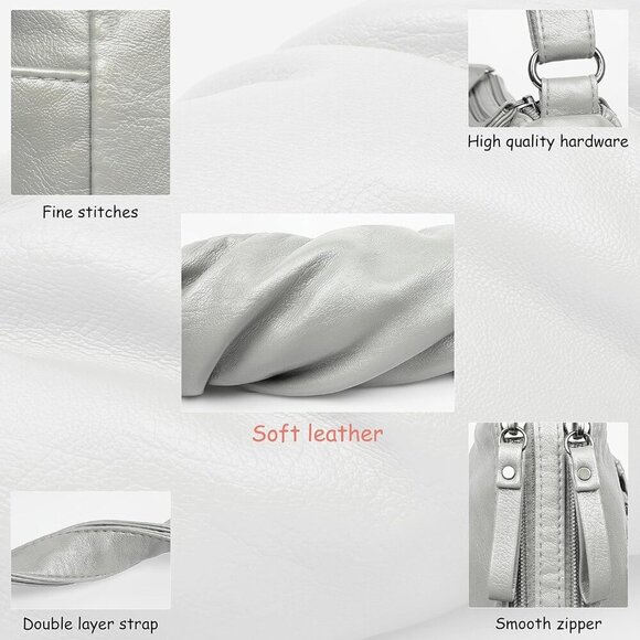 🆕 Volganik Rock PU Leather Shoulder Bag Women Cream Soft Pocketbooks Purse - Picture 6 of 6